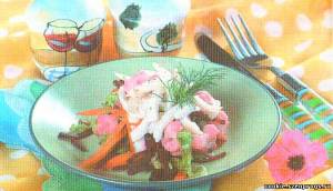 Фото Салат из цветной капусты с кальмарами
